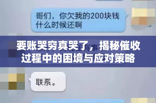 要账哭穷真哭了，揭秘催收过程中的困境与应对策略